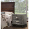 Mazie 25 Inch Modern 2 Drawer Nightstand, Metal Handle, Gray Foil Finish
