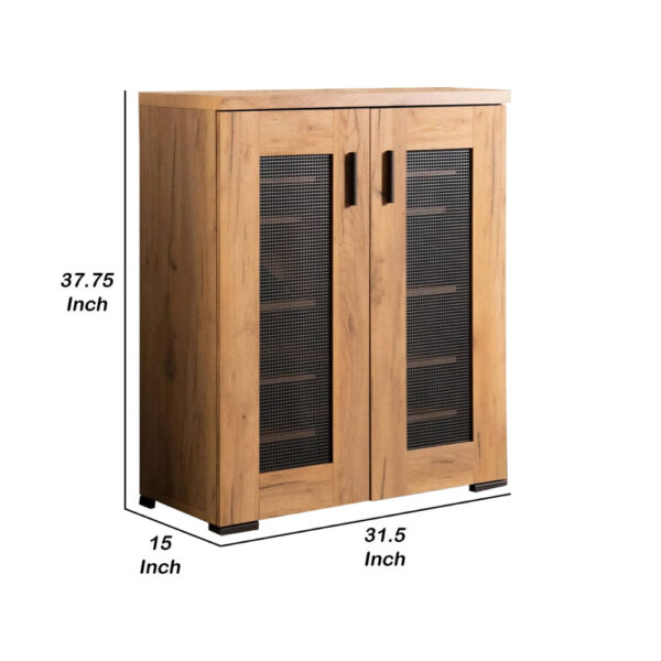 38 Inch Accent Cabinet Chest, 5 Adjustable Shelf Units, Golden Oak Brown
