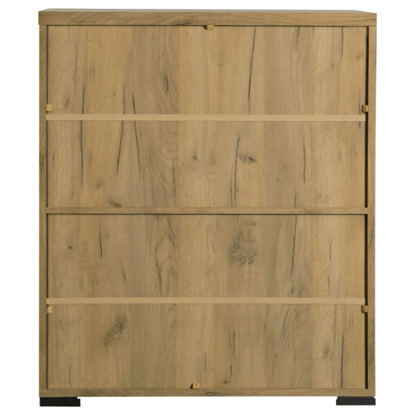 38 Inch Accent Cabinet Chest, 5 Adjustable Shelf Units, Golden Oak Brown