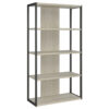 Dela 72 Inch Freestanding Bookcase, 4 Wooden Shelves, Whitewashed Gray