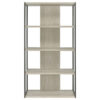 Dela 72 Inch Freestanding Bookcase, 4 Wooden Shelves, Whitewashed Gray