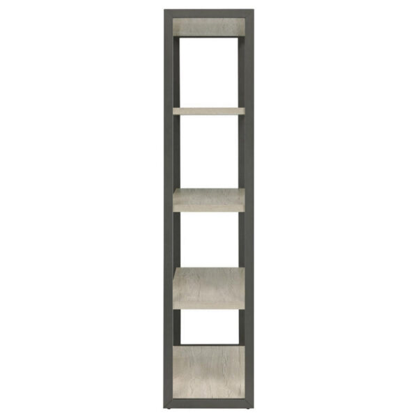 Dela 72 Inch Freestanding Bookcase, 4 Wooden Shelves, Whitewashed Gray