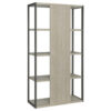 Dela 72 Inch Freestanding Bookcase, 4 Wooden Shelves, Whitewashed Gray