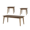 3 Piece Rectangular Coffee and Square End Table Set, Rich Walnut Brown Wood