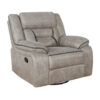 150220266991913c42eb5.jpeg Jake 41 Inch Gliding Manual Recliner, Pillowtop, Taupe Brown Faux Leather