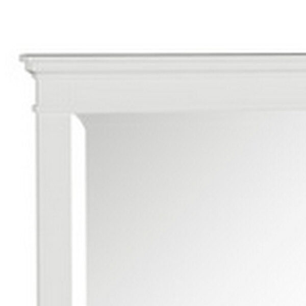 Candy 43 Inch Classic Accent Mirror, Rustic Minimalist Design, Crisp White