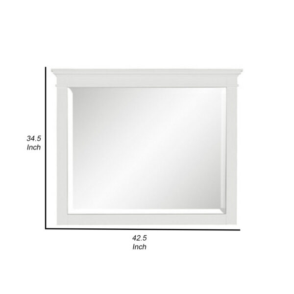 Candy 43 Inch Classic Accent Mirror, Rustic Minimalist Design, Crisp White