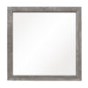 Adia 40 Inch Modern Accent Mirror, Sleek Textured Frame, Rustic Gray Veneer