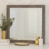 Adia 40 Inch Modern Accent Mirror, Sleek Textured Frame, Rustic Gray Veneer