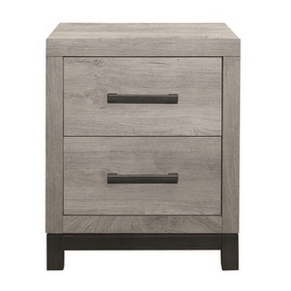 1502202669919165a8507.jpeg Deena 25 Inch Classic 2 Drawer Nightstand, Metal Handles, Wood Grain Gray