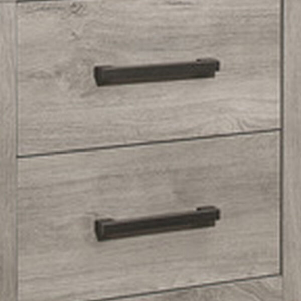 150220266991916960a9d.jpeg Deena 25 Inch Classic 2 Drawer Nightstand, Metal Handles, Wood Grain Gray