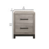 150220266991916ac11a5.jpeg Deena 25 Inch Classic 2 Drawer Nightstand, Metal Handles, Wood Grain Gray