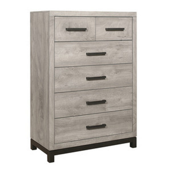 150220266991916d36dc3.jpeg Deena 49 Inch 6 Drawer Tall Dresser Chest with Metal Handles, Light Gray