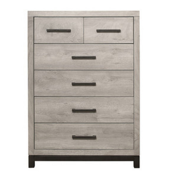 150220266991916ebc7a0.jpeg Deena 49 Inch 6 Drawer Tall Dresser Chest with Metal Handles, Light Gray