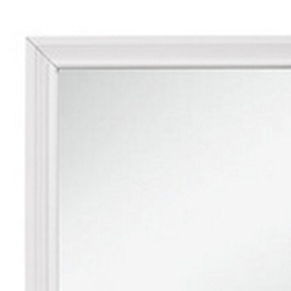 Ani 37 Inch Modern Rectangular Accent Mirror, Faux Wood Veneer Frame, White