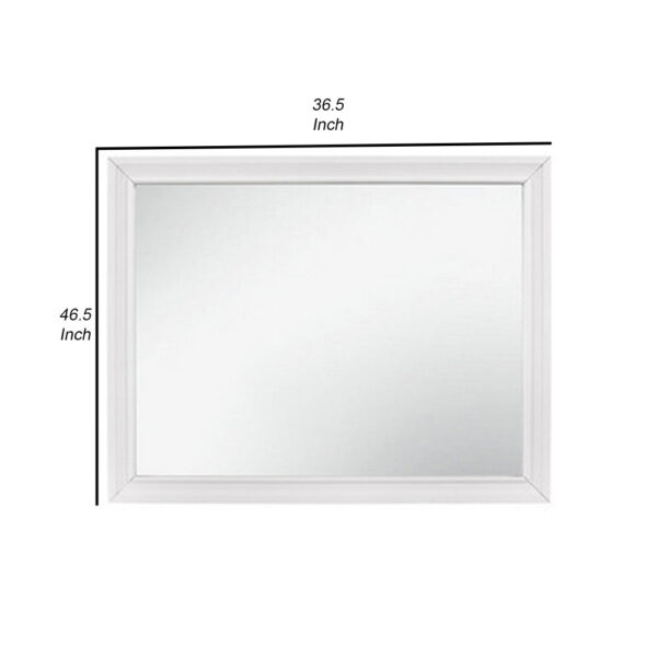 Ani 37 Inch Modern Rectangular Accent Mirror, Faux Wood Veneer Frame, White