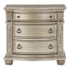 150220266991919cd6532.jpeg Caitlin 35 Inch 3 Drawer Nightstand with Marble Top, Leaf Carvings, Silver