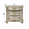 15022026699191a12f46a.jpeg Caitlin 35 Inch 3 Drawer Nightstand with Marble Top, Leaf Carvings, Silver