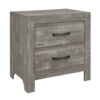 15022026699191a3ddacd.jpeg Adia 24 Inch Classic 2 Drawer Nightstand, Metal Handles, Rustic Gray Finish