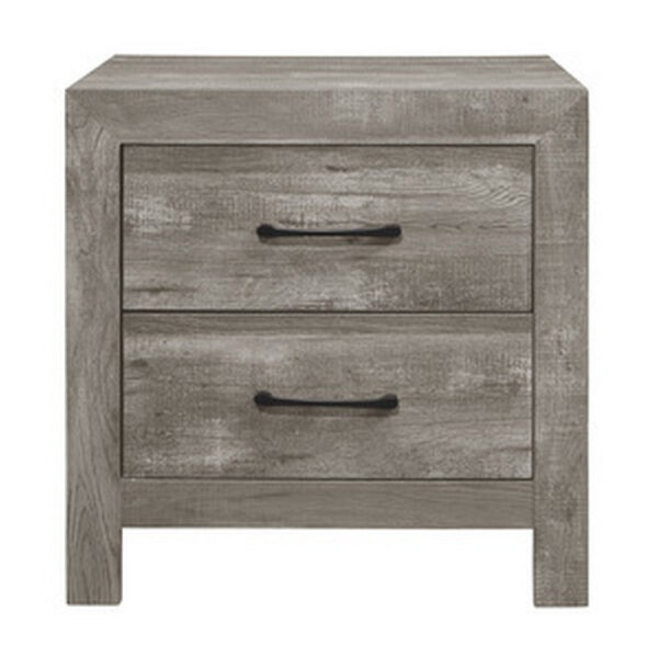 15022026699191a5cd6cd.jpeg Adia 24 Inch Classic 2 Drawer Nightstand, Metal Handles, Rustic Gray Finish