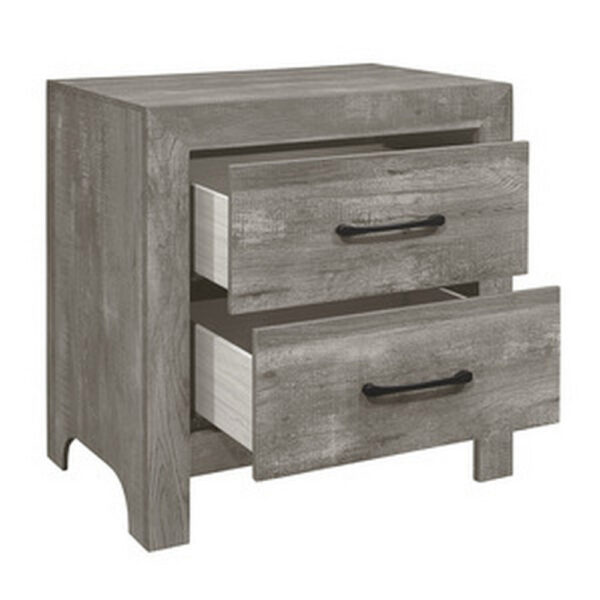 15022026699191a73c3da.jpeg Adia 24 Inch Classic 2 Drawer Nightstand, Metal Handles, Rustic Gray Finish