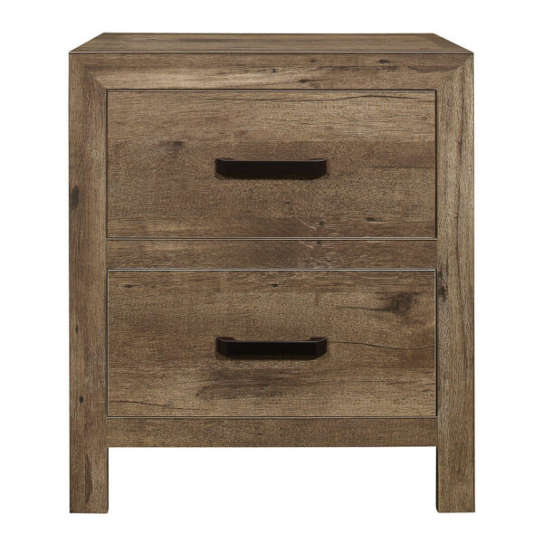 15022026699191afe6e1c.jpeg Zane 28 inch Transitional Nightstand, 2 Drawers, Weathered Pine Veneer