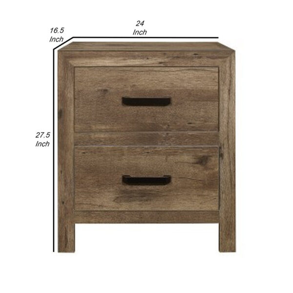 15022026699191b557f58.jpeg Zane 28 inch Transitional Nightstand, 2 Drawers, Weathered Pine Veneer