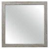 Zane 39 Inch Transitional Mirror, Square Wood Frame, Weathered Gray Veneer