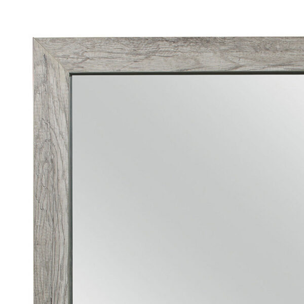 Zane 39 Inch Transitional Mirror, Square Wood Frame, Weathered Gray Veneer