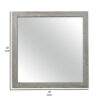 Zane 39 Inch Transitional Mirror, Square Wood Frame, Weathered Gray Veneer