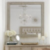 Zane 39 Inch Transitional Mirror, Square Wood Frame, Weathered Gray Veneer