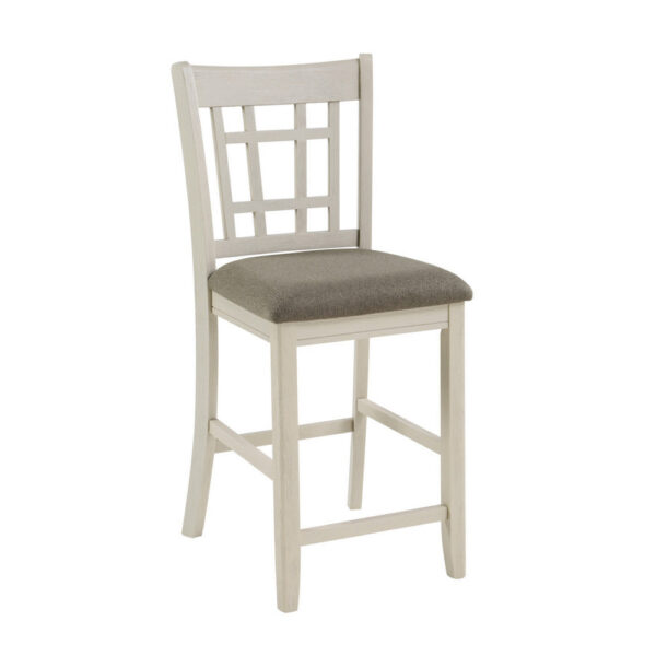 Glee 26 Inch Counter Height Chair, Set of 2, Antique White and Brown Finish