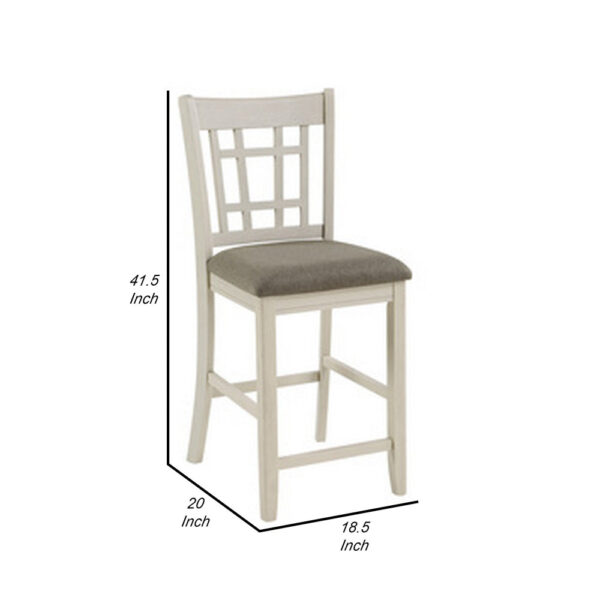 Glee 26 Inch Counter Height Chair, Set of 2, Antique White and Brown Finish