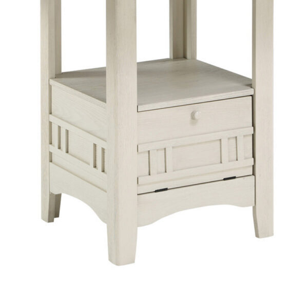 Glee 42-60 Inch Extendable Counter Height Table, Antique White and Brown