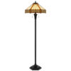 Eli 60 Inch Floor Lamp, Hexagonal Tiffany Style Shade, Dual Light, Bronze