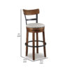 Zane 30 Inch Swivel Barstool, Round Cushioned Seat, Rich Brown Wood Frame