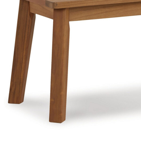 47 Inch Rectangular Bench, Natural Acacia Wood, Slatted Seat, Angled Legs