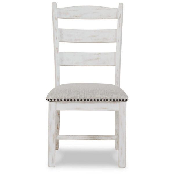 Zane 20 Inch Dining Chair, Set of 2, Beige Polyester Seat, Antique White