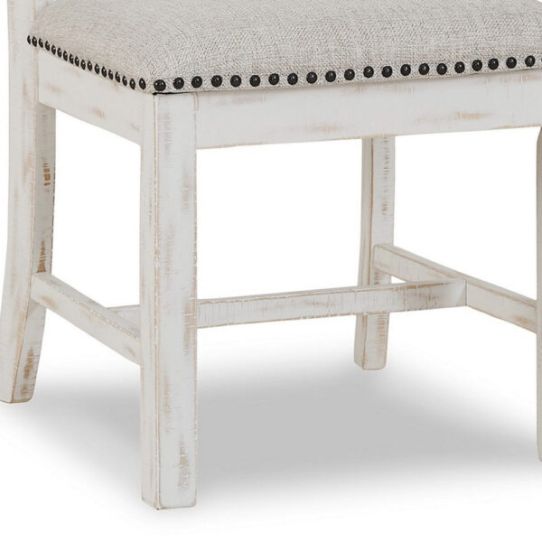 Zane 20 Inch Dining Chair, Set of 2, Beige Polyester Seat, Antique White