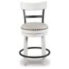Zane Swivel 24.5 Inch Counter Stool Chair | Nailhead Trim | Curved Back | Distressed White and Black