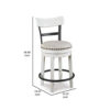 Zane Swivel 24.5 Inch Counter Stool Chair | Nailhead Trim | Curved Back | Distressed White and Black