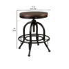 Zane 24 Inch Adjustable Swivel Counter Stool, Set of 2, Black Metal Base
