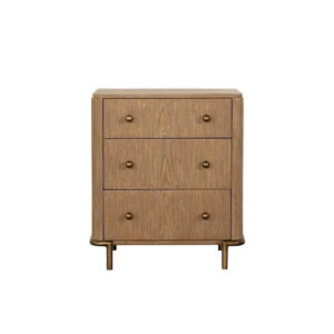 150220266991936a892b7.jpeg Hiz 29 Inch 3 Drawer Nightstand with Dual USB Ports, Brass Legs, Brown