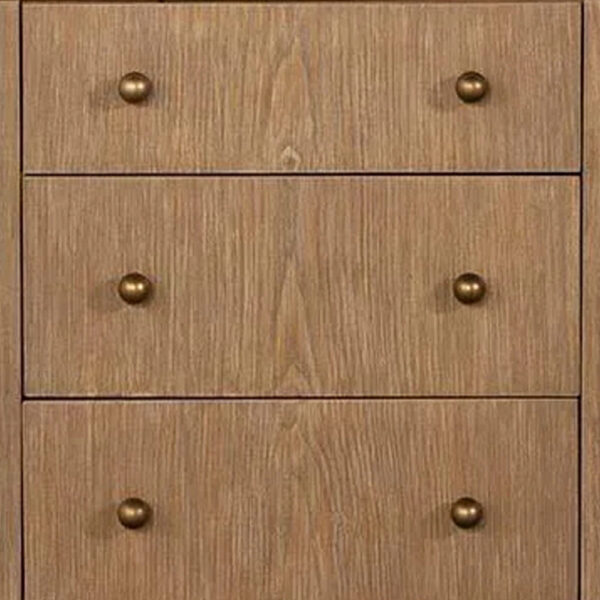 Hiz 29 Inch 3 Drawer Nightstand with Dual USB Ports, Brass Legs, Brown