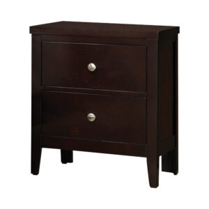 150220266991938c62897.jpeg Con 26 Inch Modern 2 Drawer Nightstand, Silver Knobs, Cappuccino Brown