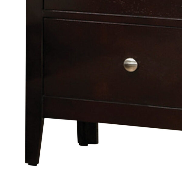 1502202669919390e51cb.jpeg Con 26 Inch Modern 2 Drawer Nightstand, Silver Knobs, Cappuccino Brown