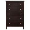 Con 48 Inch Tall 5 Drawer Dresser Chest, Silver Knobs, Cappuccino Brown