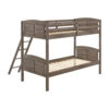 Twin Over Twin Bunk Beds, Curved Headboards, Ladder, Straight Legs, Brown