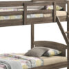 Twin Over Twin Bunk Beds, Curved Headboards, Ladder, Straight Legs, Brown