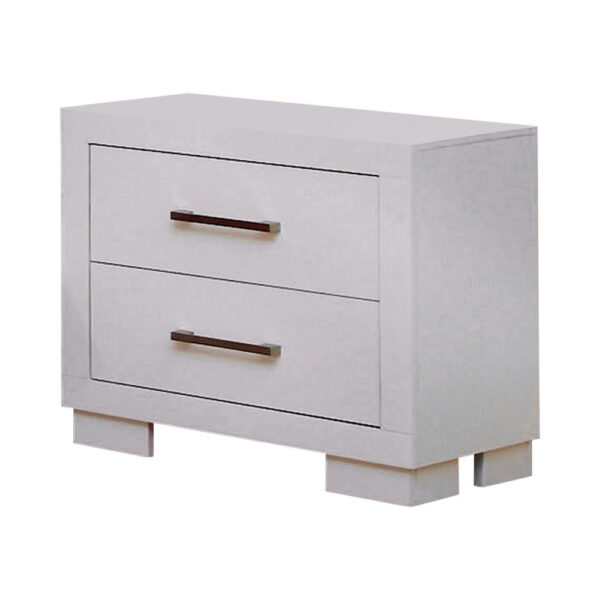 15022026699193e1e5cab.jpeg Bela 26 Inch 2 Drawer Nightstand, Felt Lined, Silver Handles, Crisp White